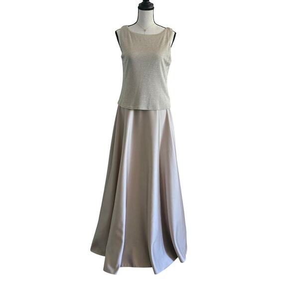 Arianna Womens Vintage Maxi Gown Dress Size 8 Champagne Metallic romantic Formal - Picture 1 of 9